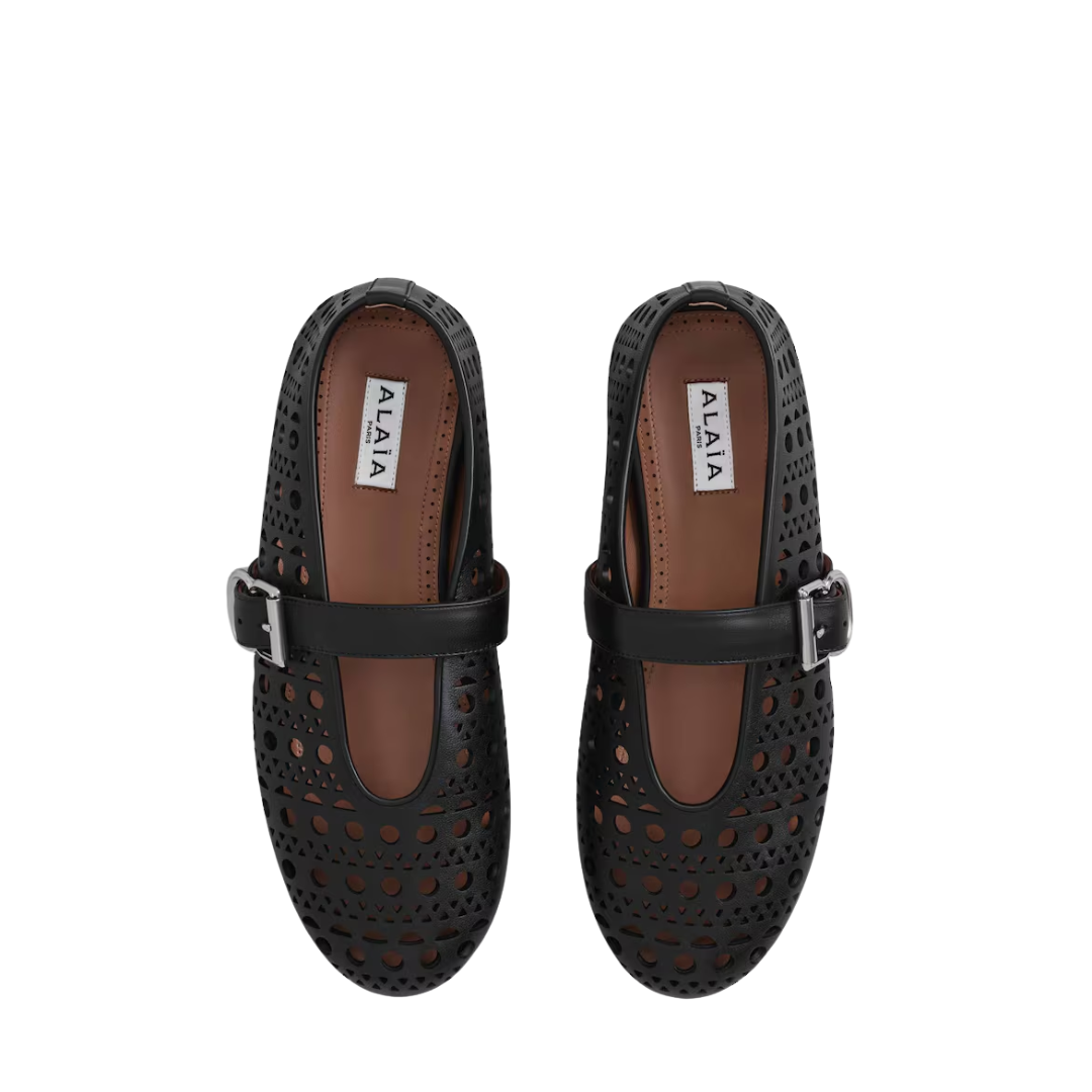 ALAIA BALLET FLATS IN VIENNE LAMBSKIN black