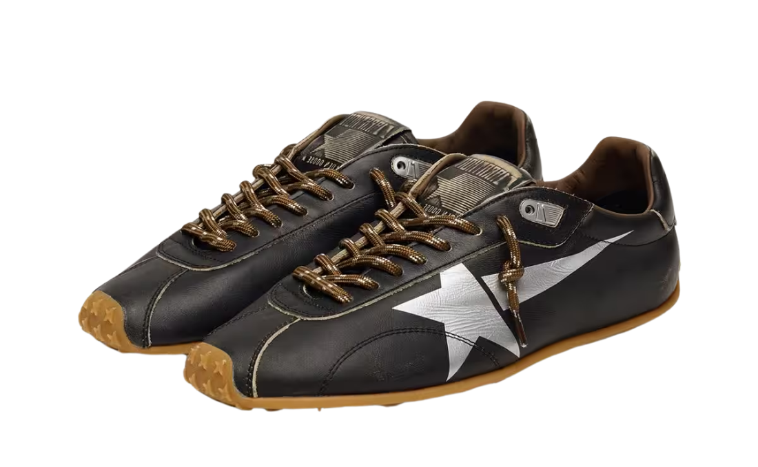 Golden Goose Marathon Speed Black Leather Silver Star