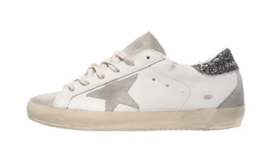 Golden Goose Super-Star White Grey Glitter (W)