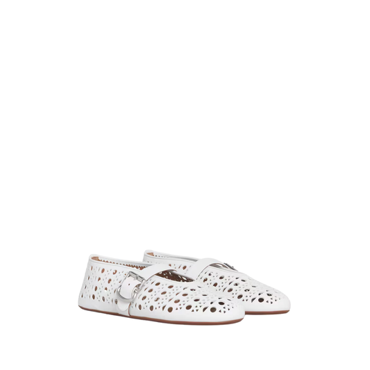 ALAIA BALLET FLATS IN VIENNE LAMBSKIN white