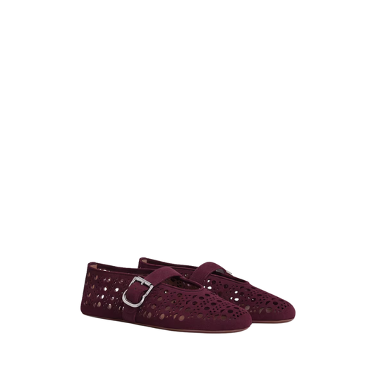 ALAIA BALLET FLATS IN VIENNE SUEDE garnet red