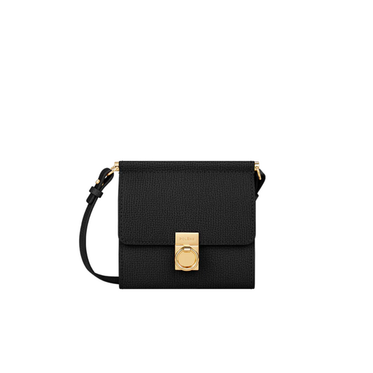 Polene Numero Sept Crossbody Wallet Textured Black