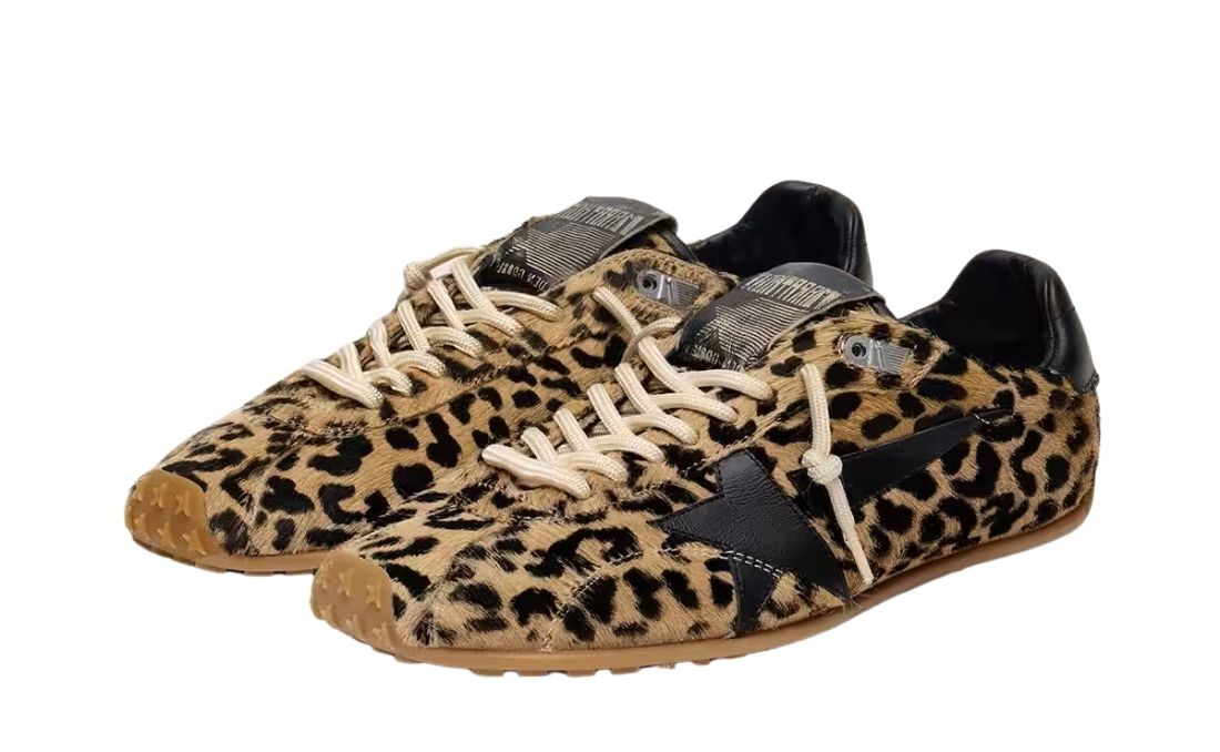 Golden Goose Marathon Speed Beige Black Leopard Black Star