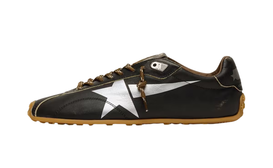 Golden Goose Marathon Speed Black Leather Silver Star