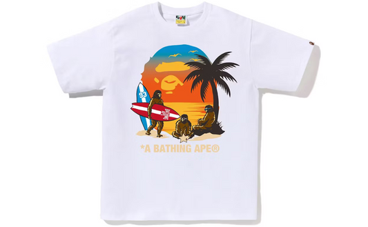 BAPE Sunset Beach Ape Head Tee White